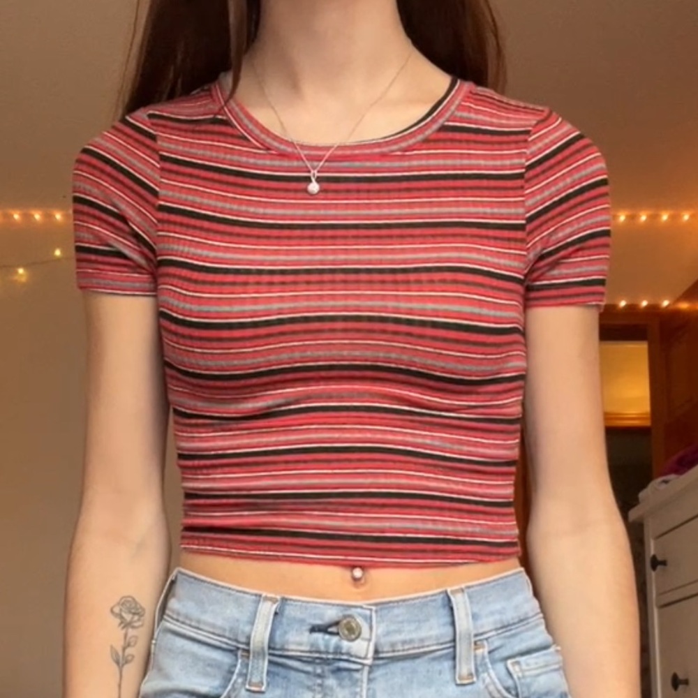 Urban Renewal Multicolor Striped Crop Top